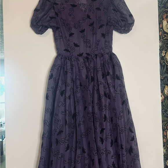 Unique Vintage x Corpse Bride women’s purple embroidered swing dress Sz XS NEW - Picture 3 of 13